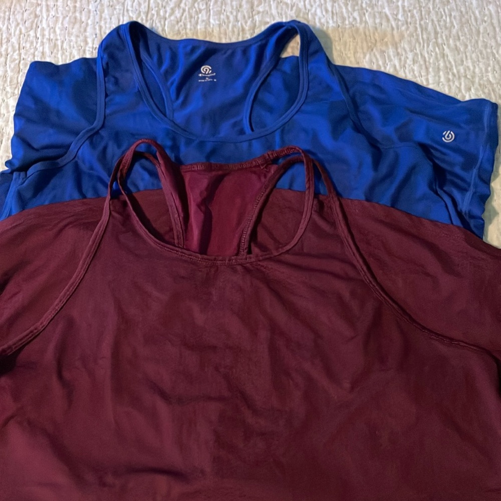Blue and Burgundy Athletic Tank Tops